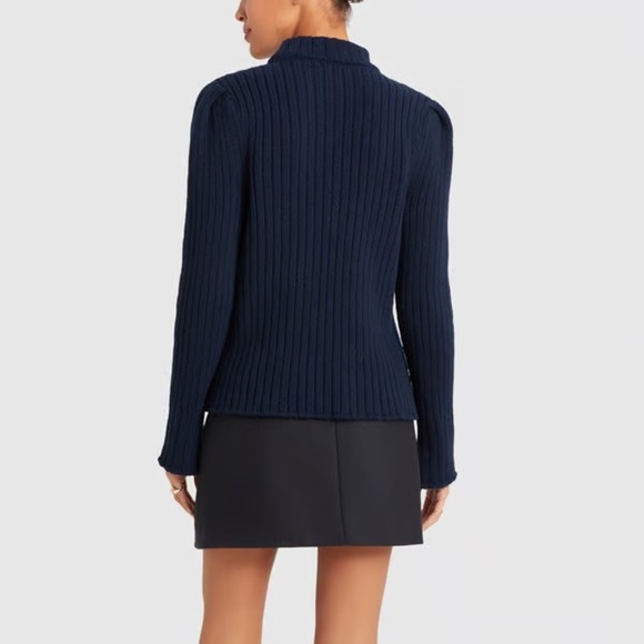 G. By Goop Navy Blue Knit Merino Wool cable chunky  Sweater Size Medium - Picture 4 of 13